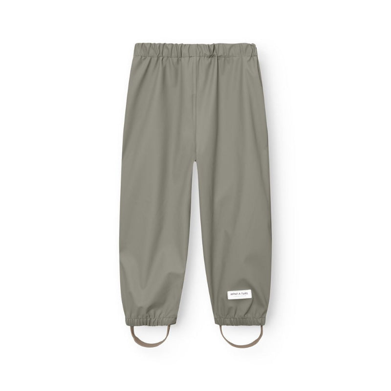 MINI A TURE Matreinar rain pants vert green with elastic waist and leg stirrups
