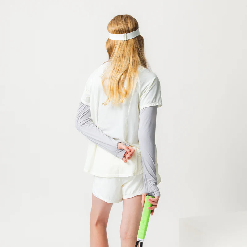 MINI A TURE Mini A Ture Matstalia LS UV T-Shirt GRS Gull Purple Layered with white short sleeve tee creating two-tone look img 2/4