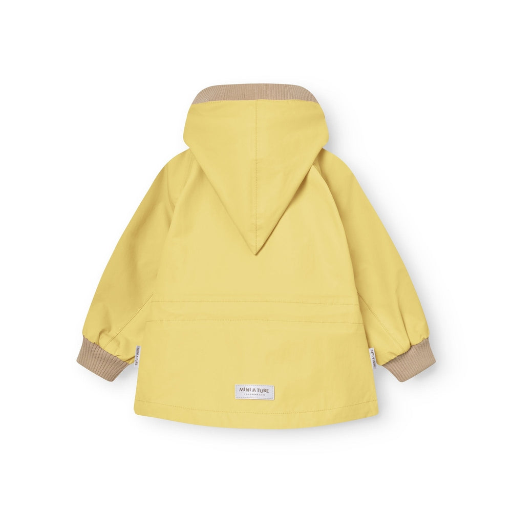 MINI A TURE Mini A Ture Matwai Fleece Lined Jacket Dusky Citron contrasting tan ribbed trim at hood and cuffs with back pocket img 2/6
