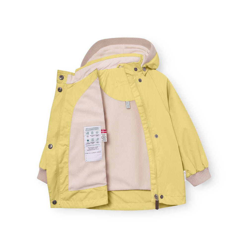 MINI A TURE Mini A Ture Matwai Fleece Lined Jacket Dusky Citron snap button closure with ribbed cuffs and hood trim img 6/6
