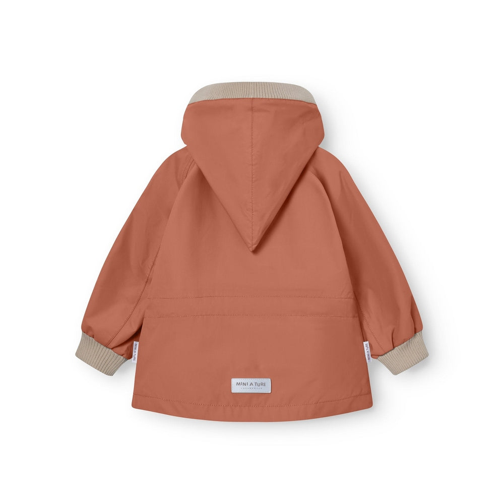 MINI A TURE Mini A Ture Matwai Fleece Lined Jacket Rustic Brown contrasting ribbed trim at hood, cuffs and hem img 2/4