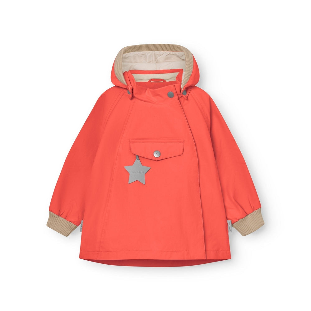 MINI A TURE Mini A Ture Matwai Jacket Paprika Red star reflector charm and beige ribbed cuffs and hood lining img 4/6
