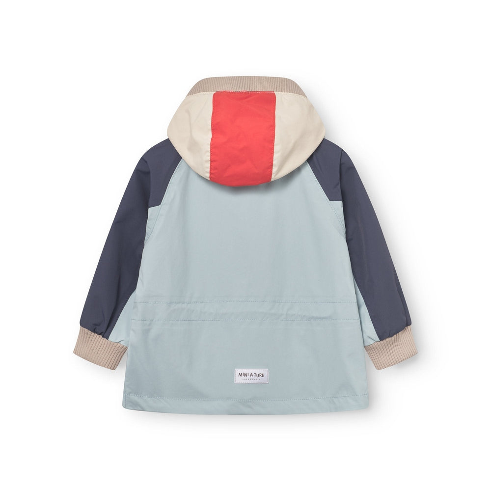 MINI A TURE Mini A Ture Matwally Fleece Lined Jacket Cloud Blue color-blocked design with ribbed cuffs and raglan sleeves img 5/6