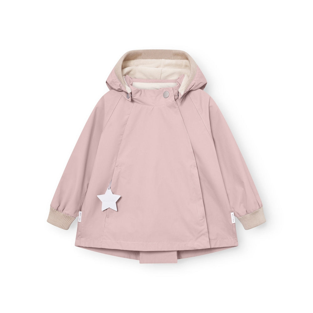 MINI A TURE Mini A Ture Matwiami Fleece Lined Jacket Rose Smoke White star zipper pull with beige ribbed cuffs and collar img 4/6