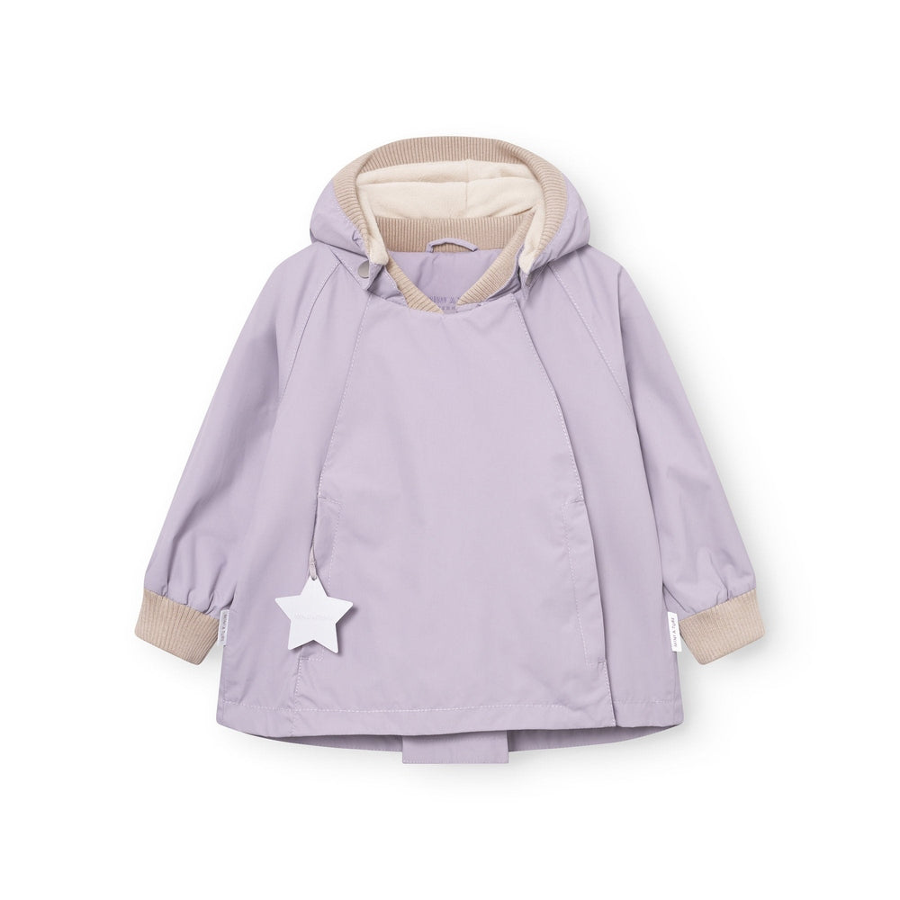 MINI A TURE Mini A Ture Matwiami Jacket Minimal Lilac fleece-lined hood with ribbed trim and star zipper pull img 1/5