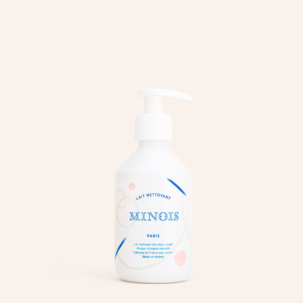 Minois Paris facial cleansing milk bottle with pump, 250 ml, baby skincare by MINOIS PARIS