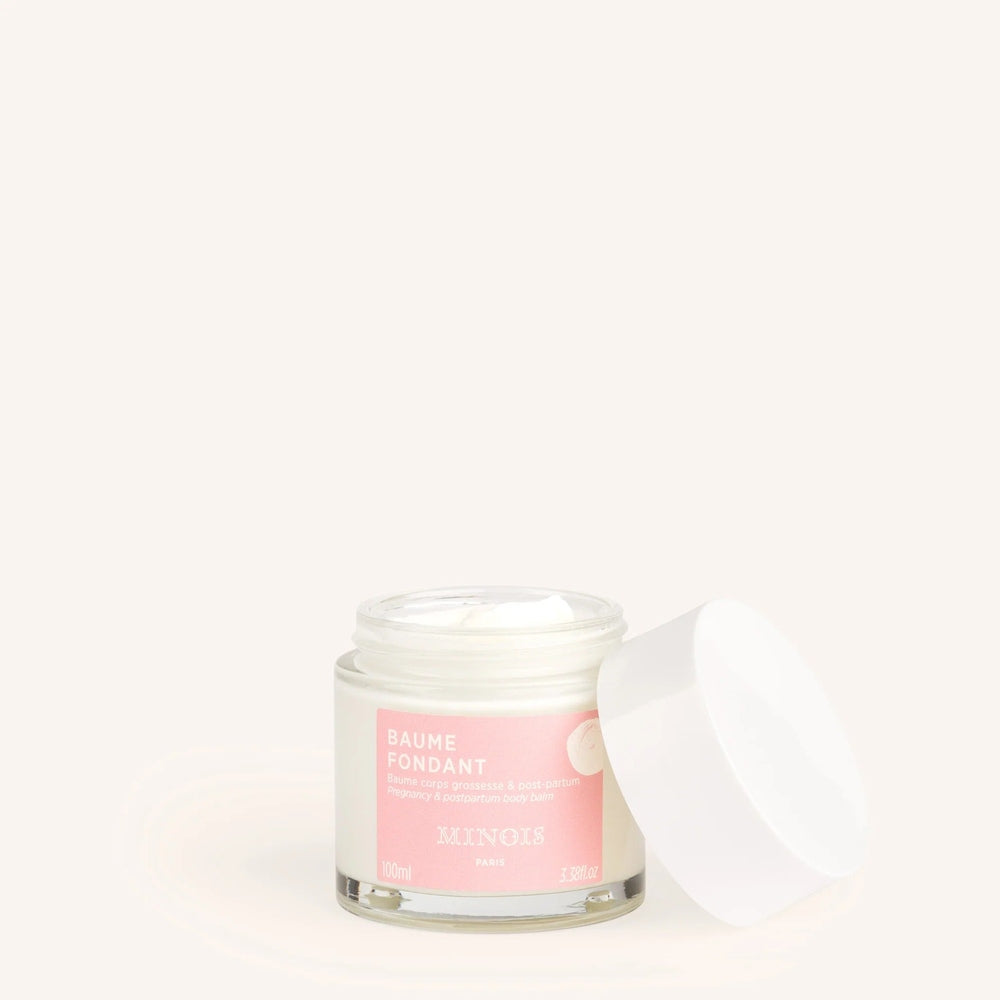 MINOIS PARIS Minois Paris Mama Firming Treatment Balm 100 ml glass jar with pink label and white applicator spatula img 3/4