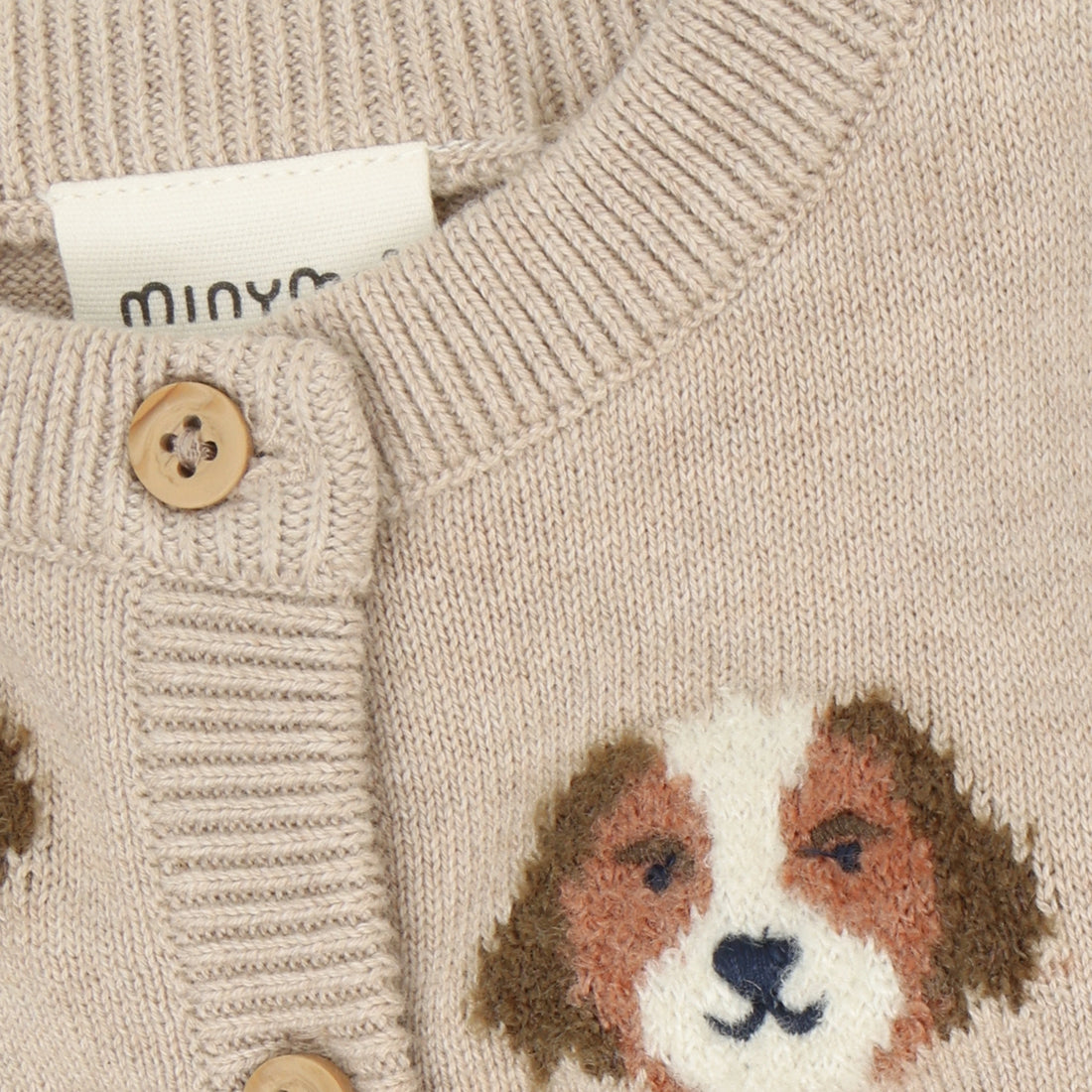 Minymo Knit Cardigan Beige Melange, detail view
