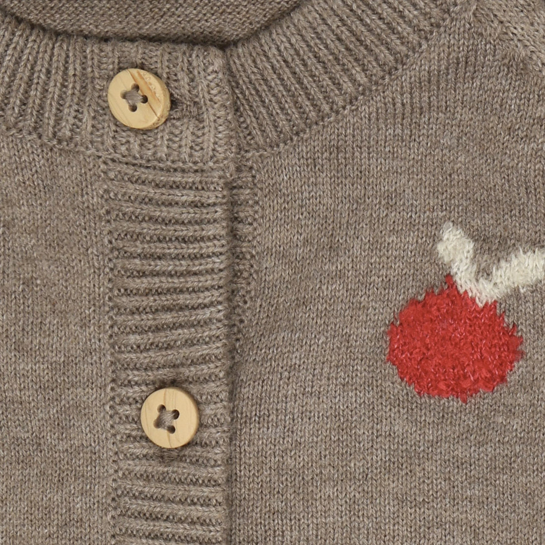 Minymo Knit Cardigan Dark Brown Melange, detail view