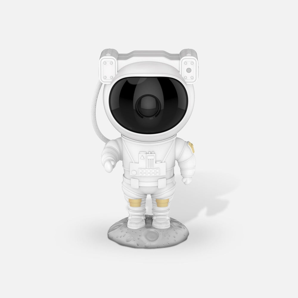 Mob Galaxy Light Projector astronaut night light on lunar base, white with black visor, MOB