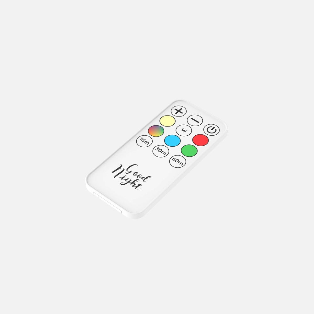 Mob Wall Night Light-Panda remote with color options and Good Night text, white MOB brand.