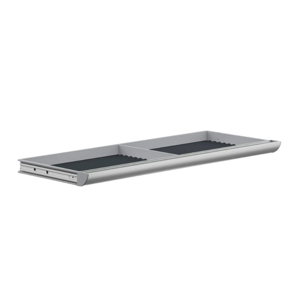 MOLL Champion Giant Drawer; silver metal desk drawer with two compartments.