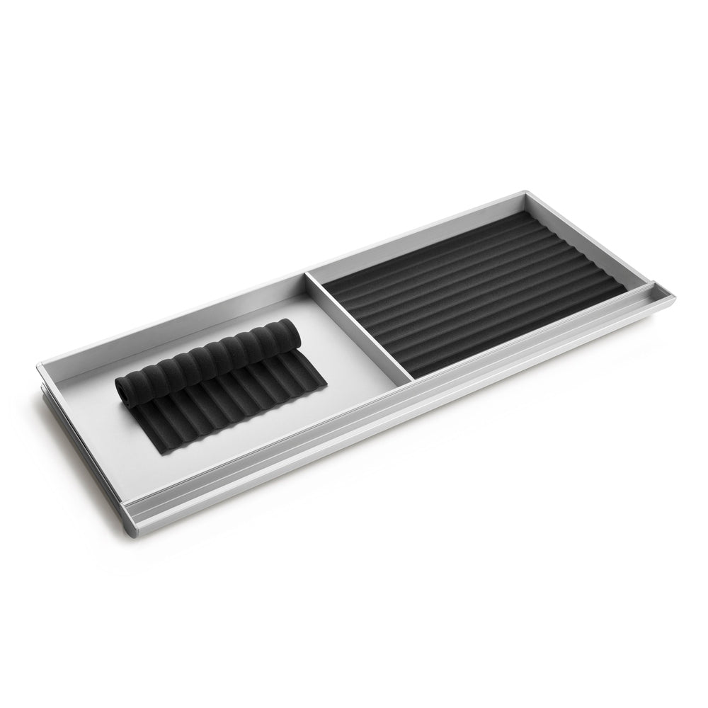 Moll Champion Giant Drawer organizer in silver with black foam dividers for desks