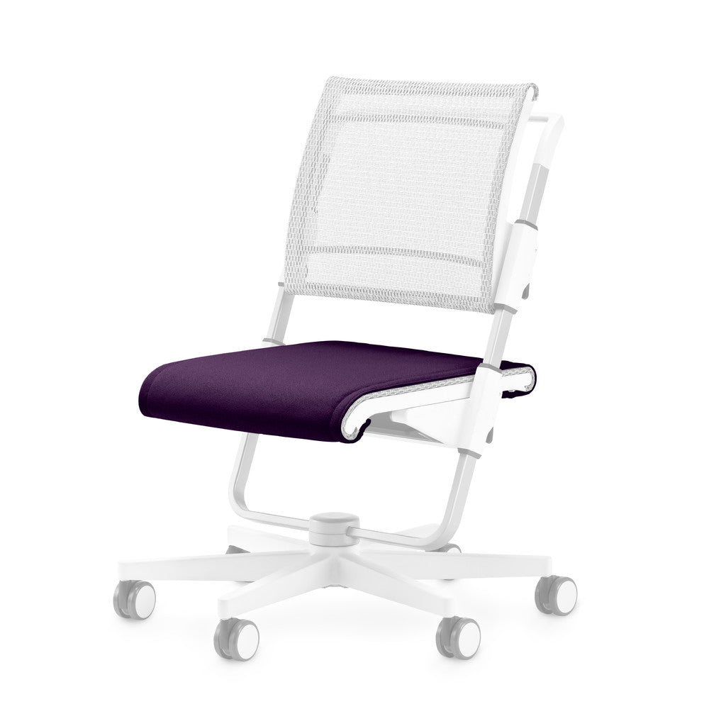 MOLL Scooter Seat Cushion chair with white mesh back and purple seat cushion