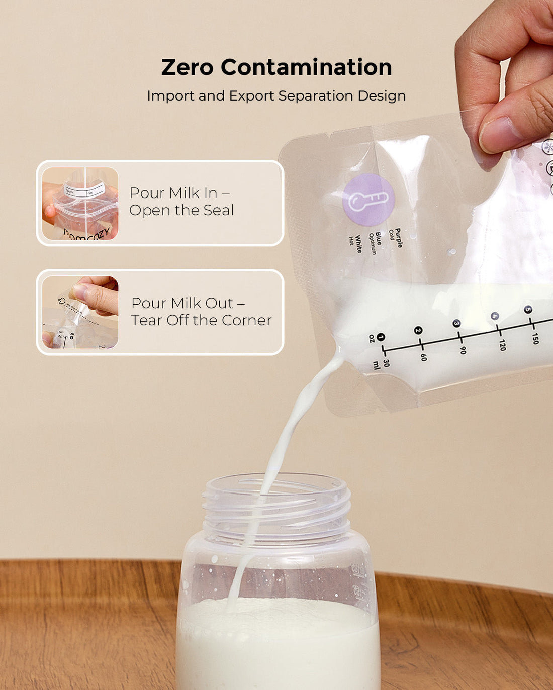 Momcozy 180ml Breastmilk Bag with Colour-Changing Temperature Indicator - image 5