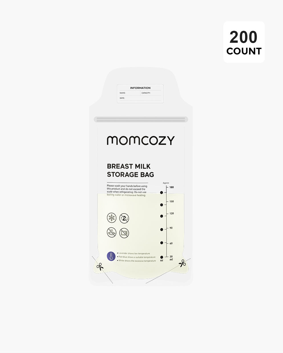 Momcozy 180ml Breastmilk Bag with Colour-Changing Temperature Indicator - image 7