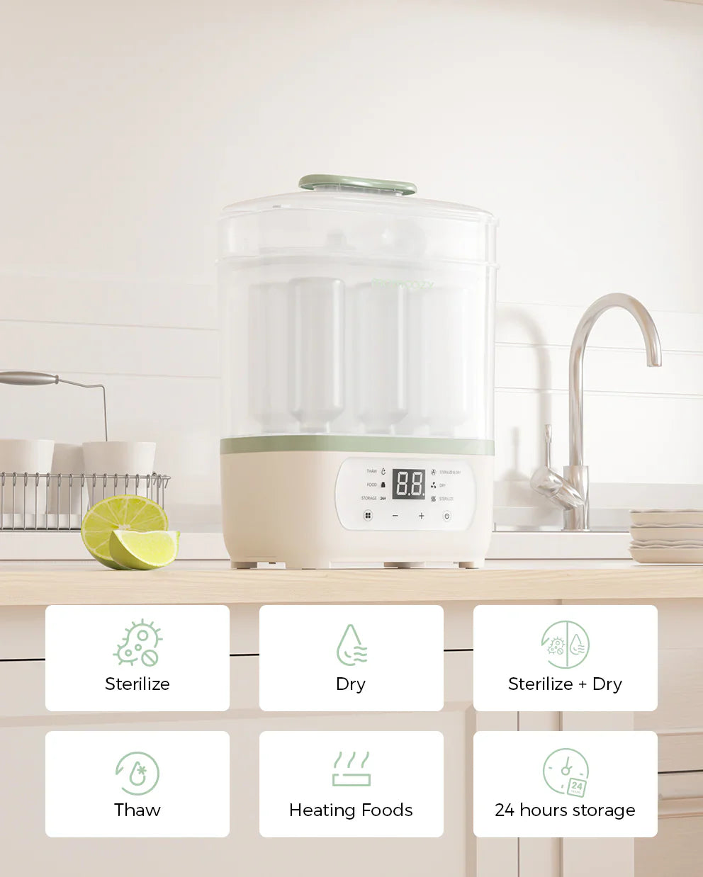 Momcozy 8-in-1 Baby Bottle Steam Sterilizer - White - image 3