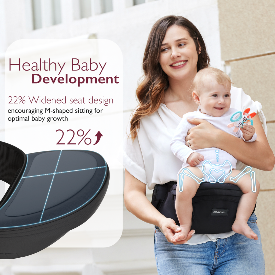 Momcozy Baby Wander360 Hip Seat Carrier - Black - image 2