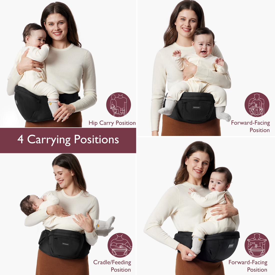 Momcozy Baby Wander360 Hip Seat Carrier - Black - image 4
