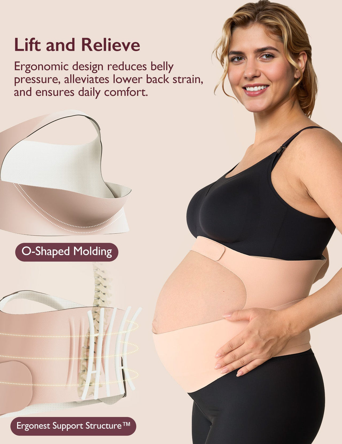 Momcozy BumpEase - Ergonest Maternity Belly Band - Oyster Pink - image 6