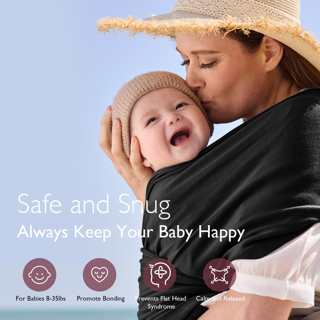 Momcozy Easy to Wear Hands Free Baby Wrap Carrier - Deep Grey - image 7