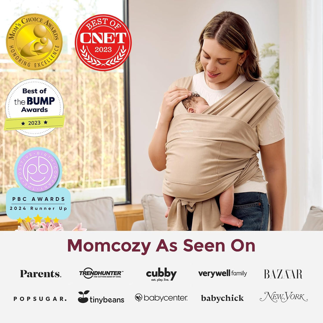 Momcozy Easy to Wear Hands Free Baby Wrap Carrier - Deep Grey - image 14