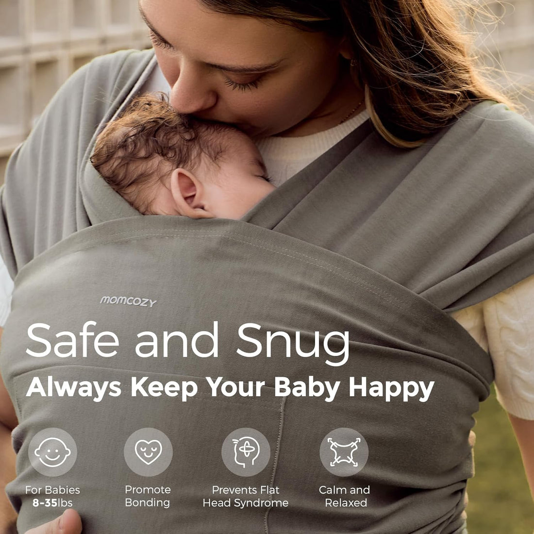Momcozy Easy to Wear Hands Free Baby Wrap Carrier - Deep Grey - image 20