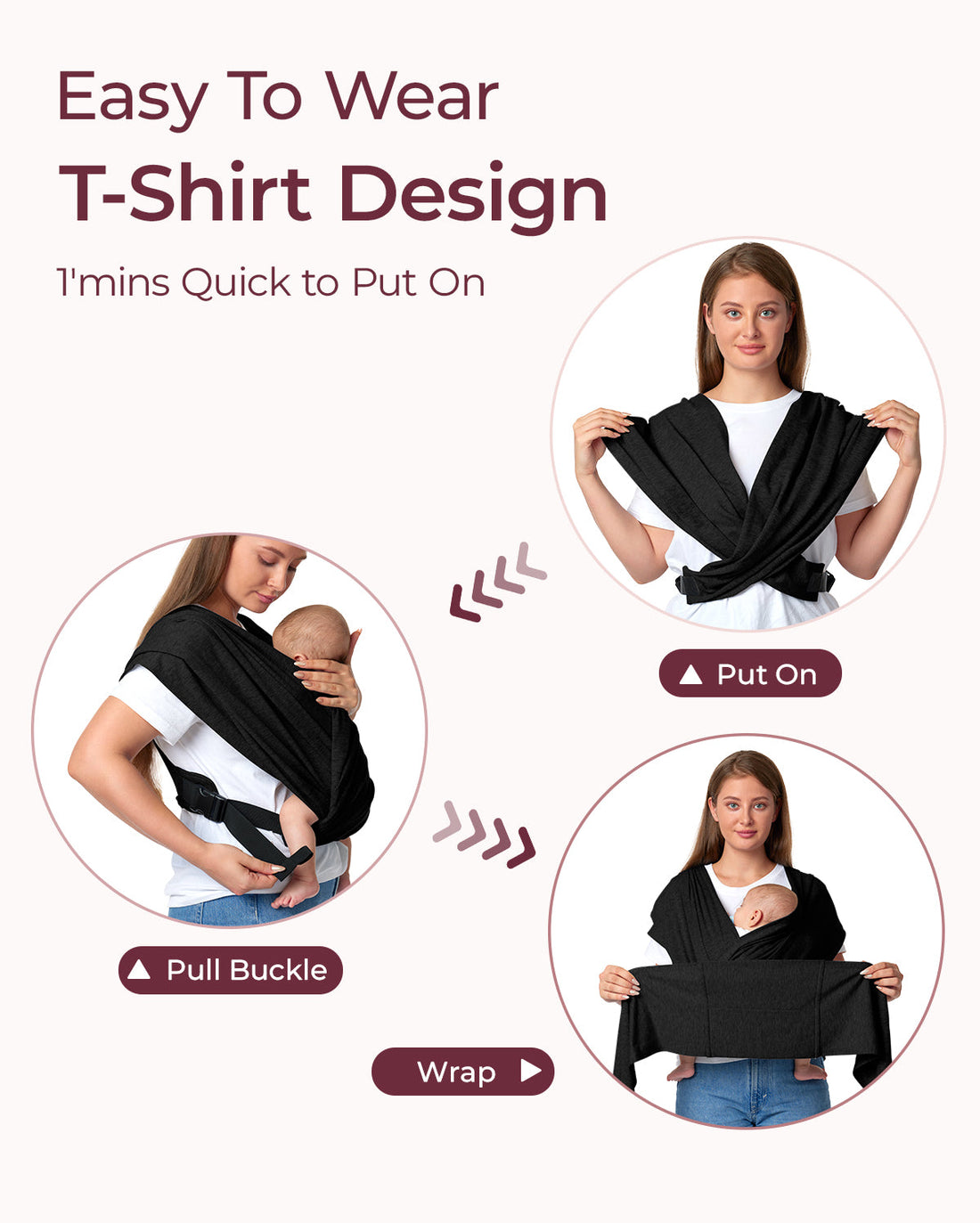Momcozy Easy to Wear Hands Free Baby Wrap Carrier - Deep Grey - image 28