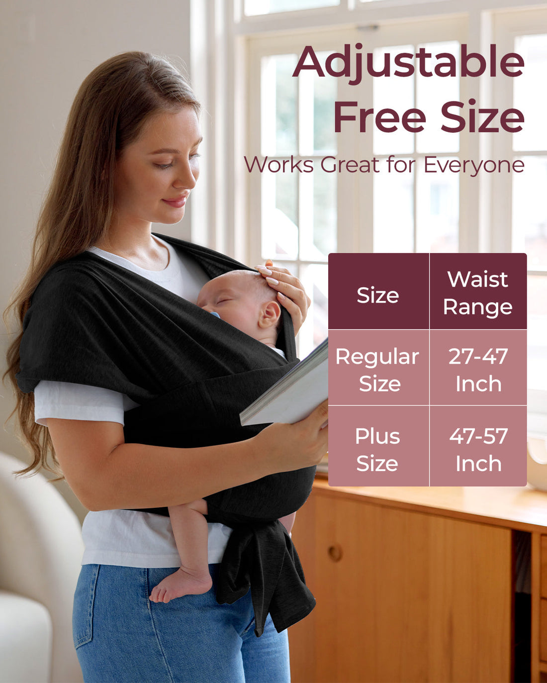 Momcozy Easy to Wear Hands Free Baby Wrap Carrier - Deep Grey - image 31