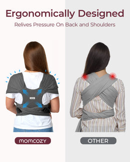 Momcozy Easy to Wear Hands Free Baby Wrap Carrier - Deep Grey