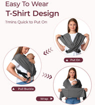 Momcozy Easy to Wear Hands Free Baby Wrap Carrier - Deep Grey
