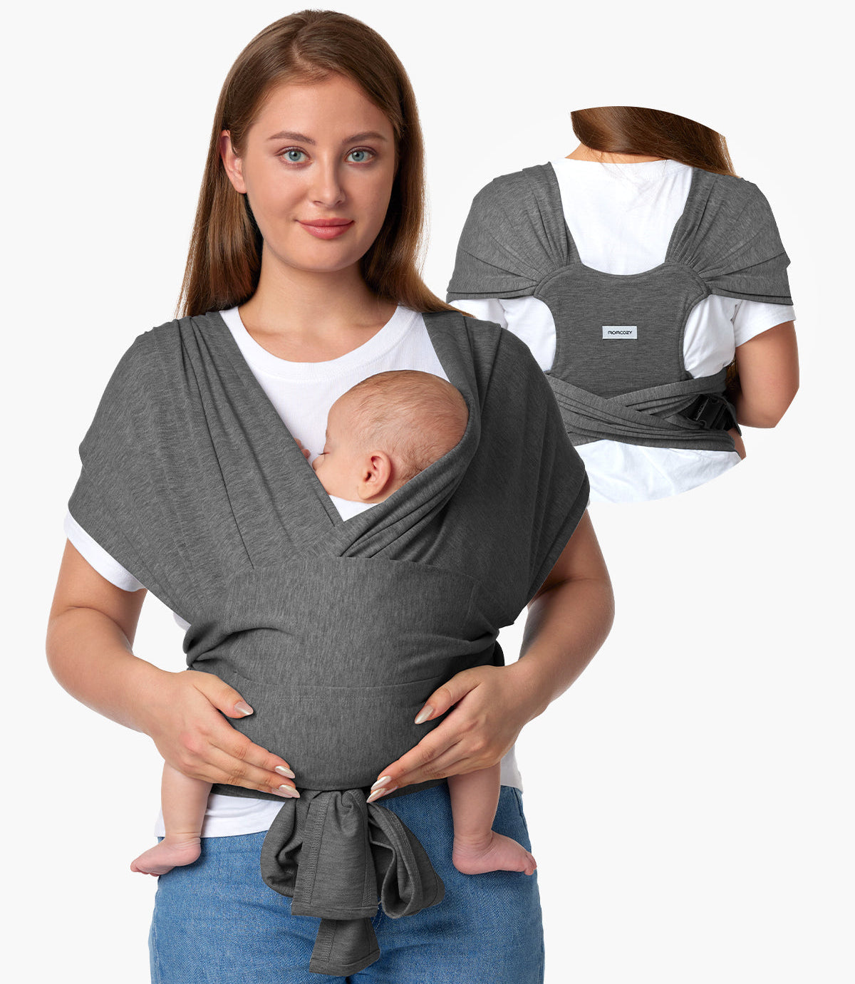 Momcozy Easy to Wear Hands Free Baby Wrap Carrier - Deep Grey