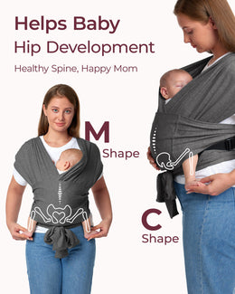 Momcozy Easy to Wear Hands Free Baby Wrap Carrier - Deep Grey