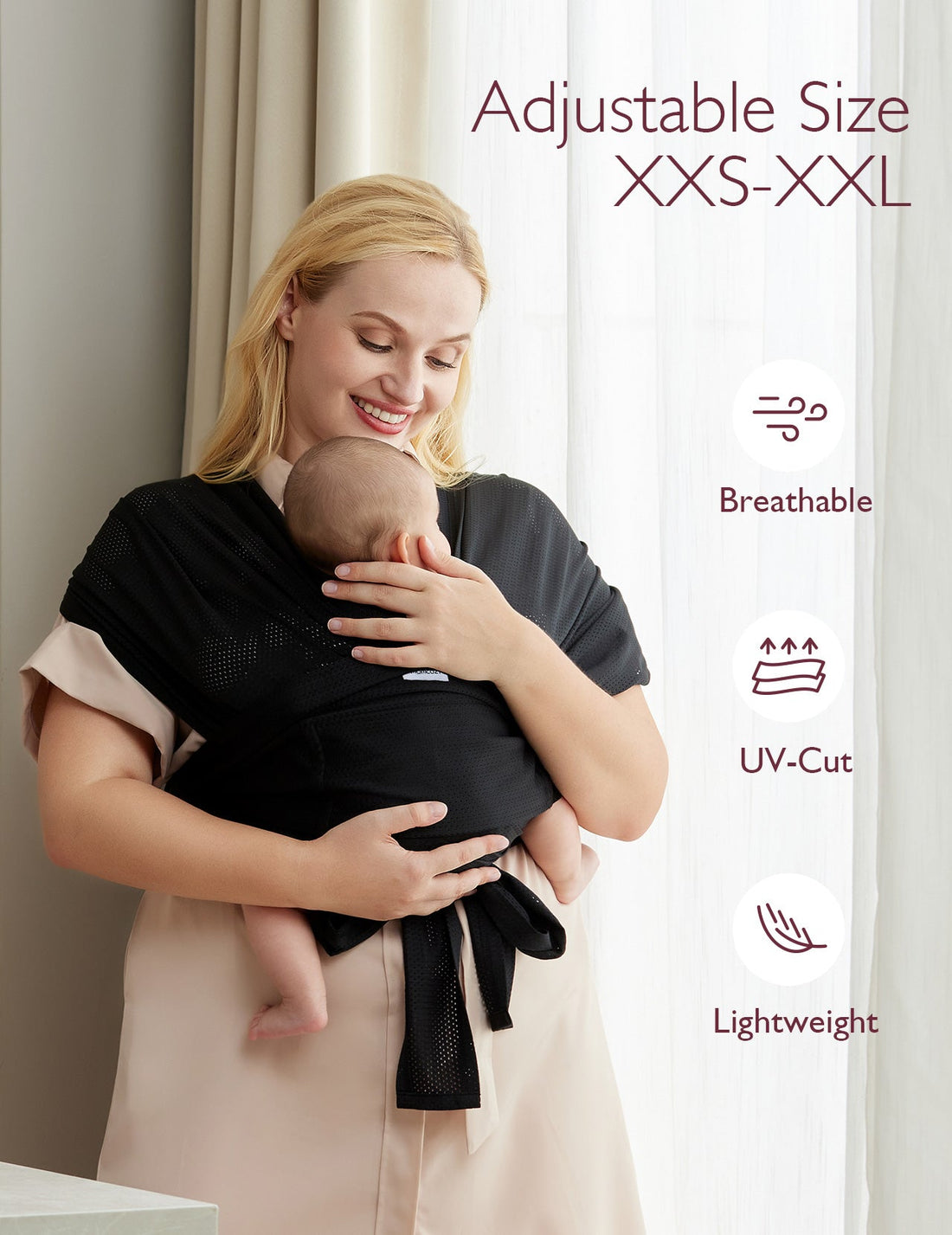 Momcozy Easy to Wear Hands Free Baby Wrap Carrier - Deep Grey - image 51