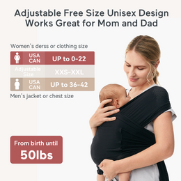 Momcozy Easy to Wear Hands Free Baby Wrap Carrier - Deep Grey