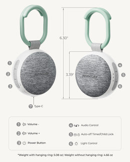 Momcozy Portable Sound Machine - Green & White