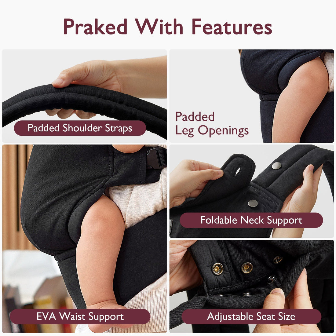 Momcozy PureHug Baby Carrier - Ergonomic Cozy & Lightweight - Black - image 4