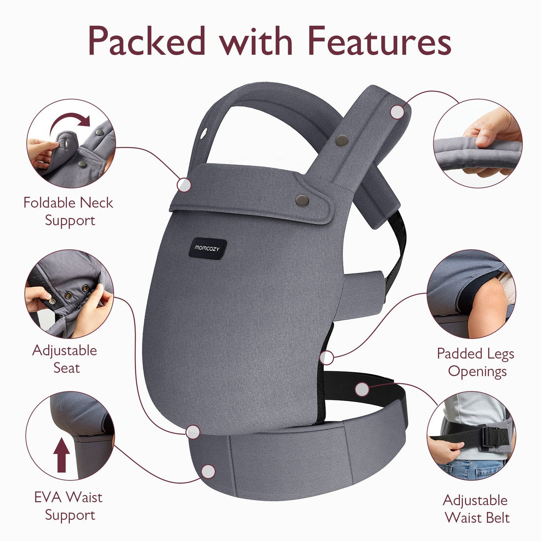 Momcozy PureHug Baby Carrier - Ergonomic Cozy & Lightweight - Black - image 13