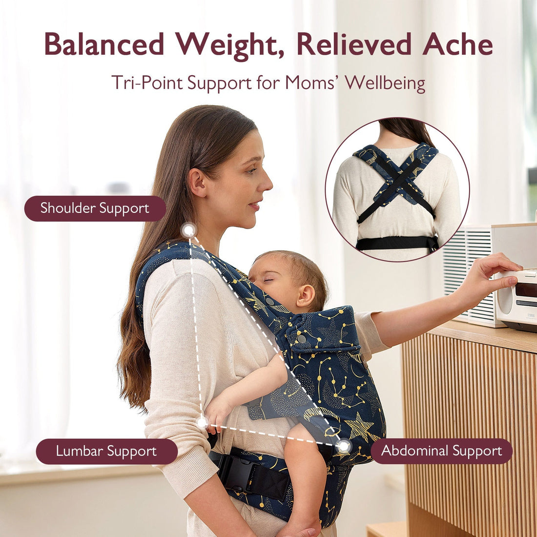 Momcozy PureHug Baby Carrier - Ergonomic Cozy & Lightweight - Black - image 30