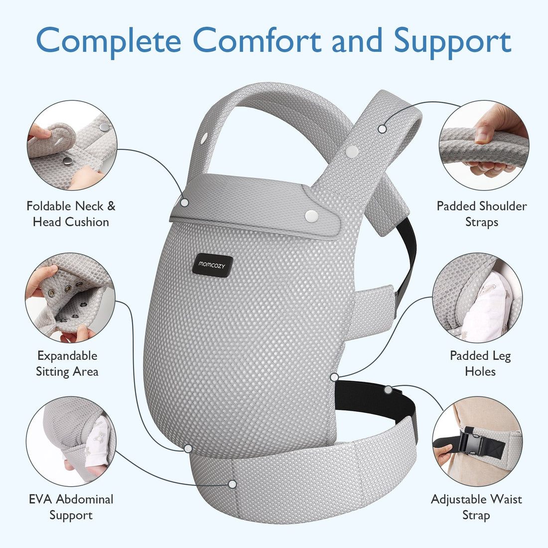 Momcozy PureHug Baby Carrier - Ergonomic Cozy & Lightweight - Black - image 47