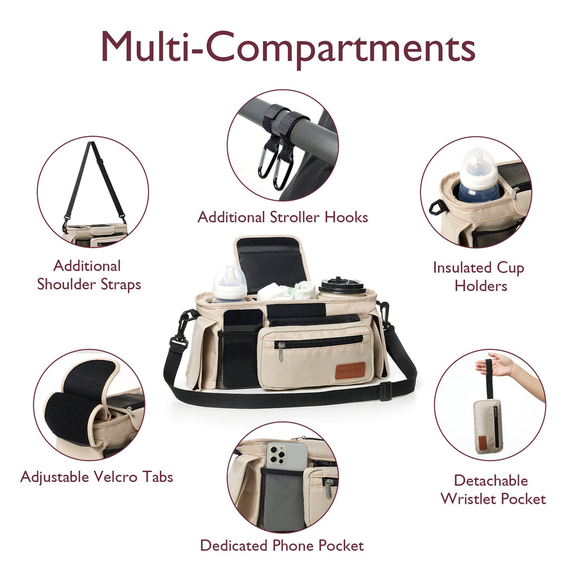 Momcozy Stroller Organizer - All-in-One Cup Holder & Pet Strollers - Black - image 3