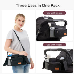 Momcozy Stroller Organizer - All-in-One Cup Holder & Pet Strollers - Black