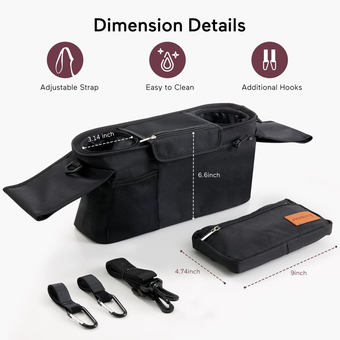 Momcozy Stroller Organizer - All-in-One Cup Holder & Pet Strollers - Black - image 7
