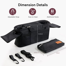 Momcozy Stroller Organizer - All-in-One Cup Holder & Pet Strollers - Black