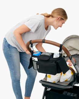 Momcozy Stroller Organizer - All-in-One Cup Holder & Pet Strollers - Black