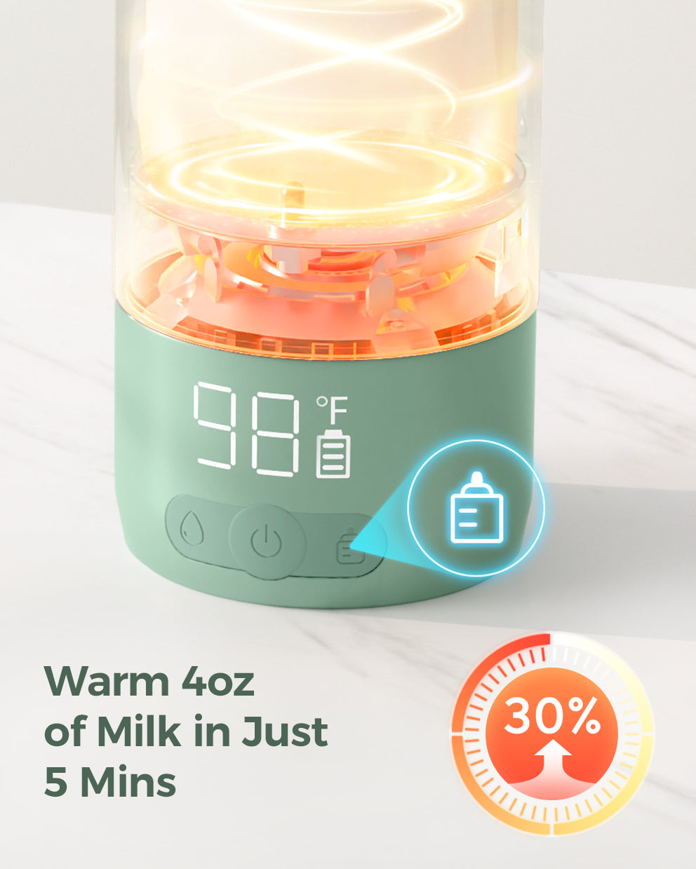 Momcozy Superfast Portable Breast Milk & Water Warmer for Travel - Green - image 3