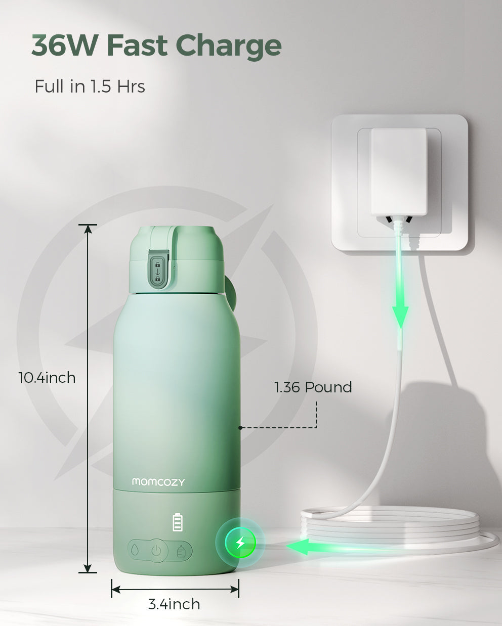 Momcozy Superfast Portable Breast Milk & Water Warmer for Travel - Green - image 8