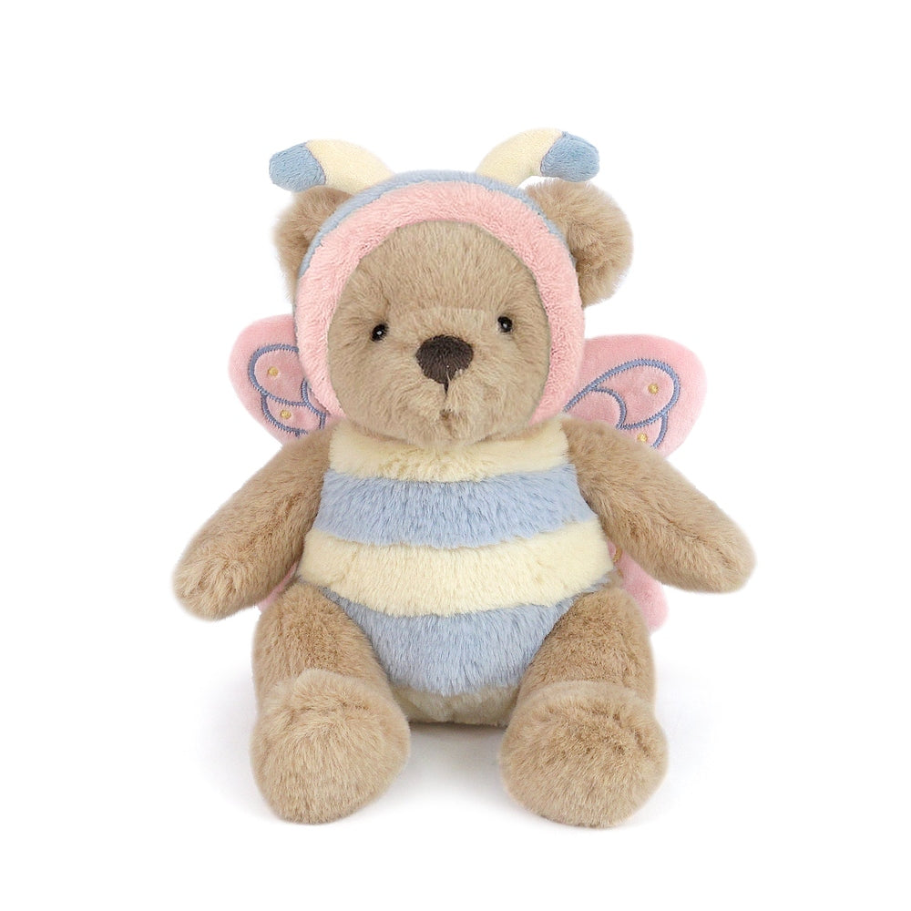 MON AMI Mon Ami Bethany Butterfly Bear soft plush with striped bodysuit and hooded antennae headpiece img 1/2