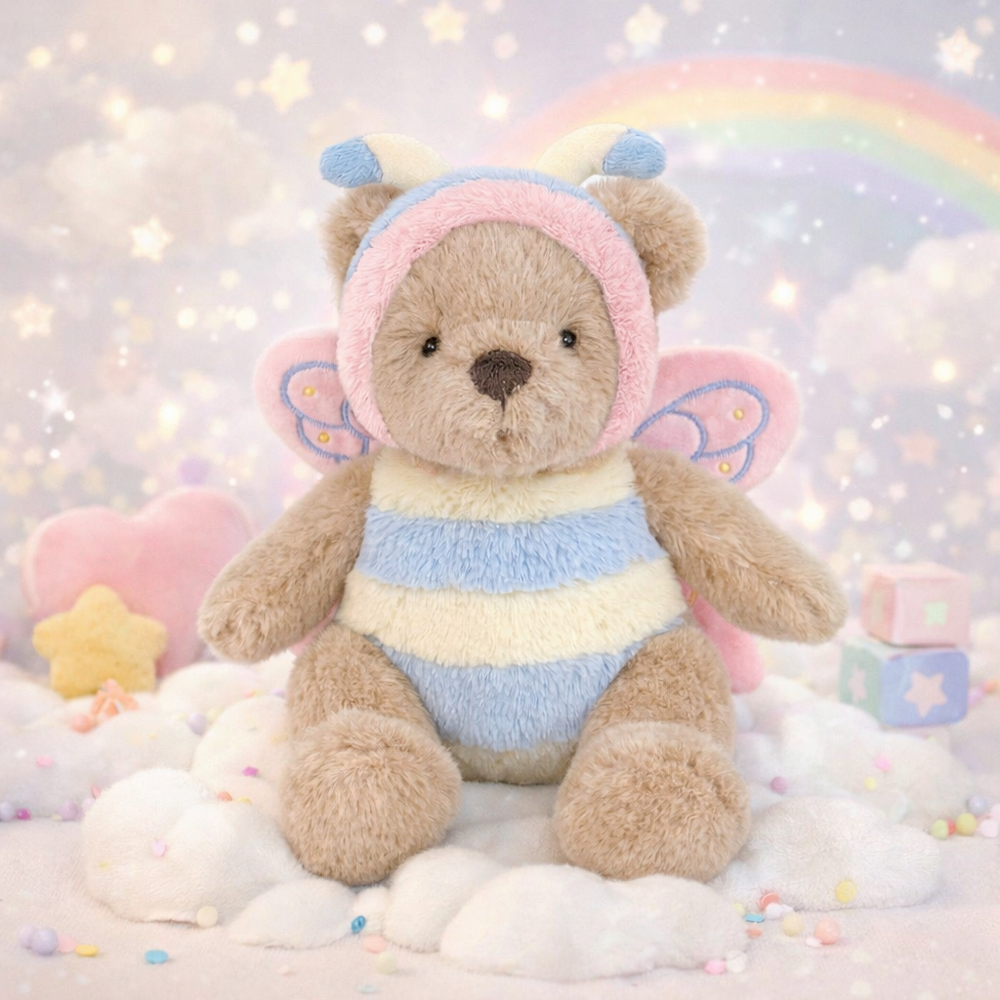 MON AMI Mon Ami Bethany Butterfly Bear plush bear in striped costume with hood, antennae & wings img 2/2