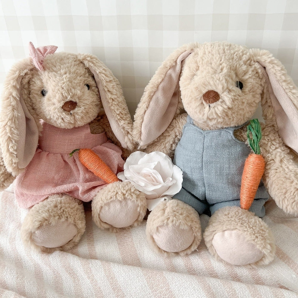 MON AMI Mon Ami Bettie Bunny - Pink dressed in linen with sparkly bow and long floppy ears img 3/3